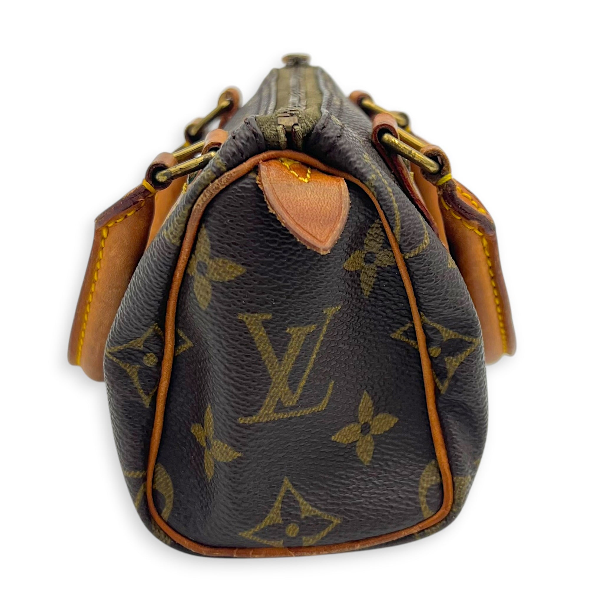 Speedy Crossbody Bag Brown in Monogram Coated Canvas, Gold hardware