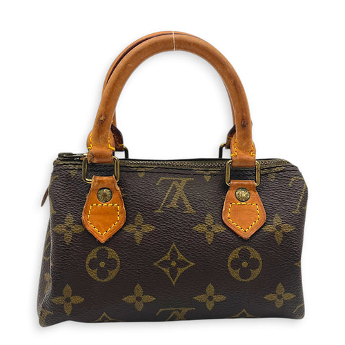 Speedy Crossbody Bag Brown in Monogram Coated Canvas, Gold hardware
