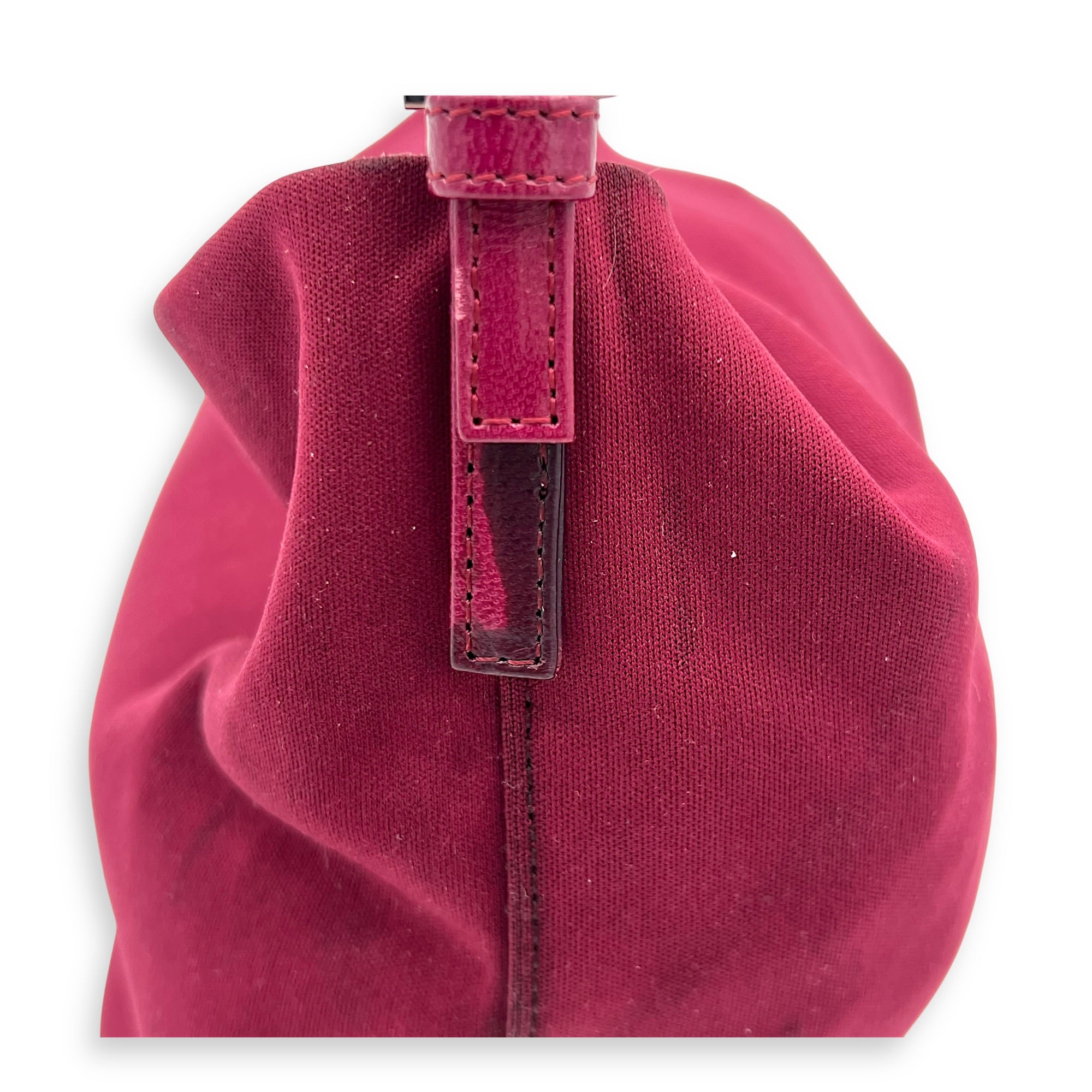 Baguette Shoulder Bag Red in Canvas, Silver hardware