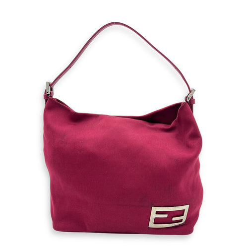 Baguette Shoulder Bag Red in Canvas, Silver hardware