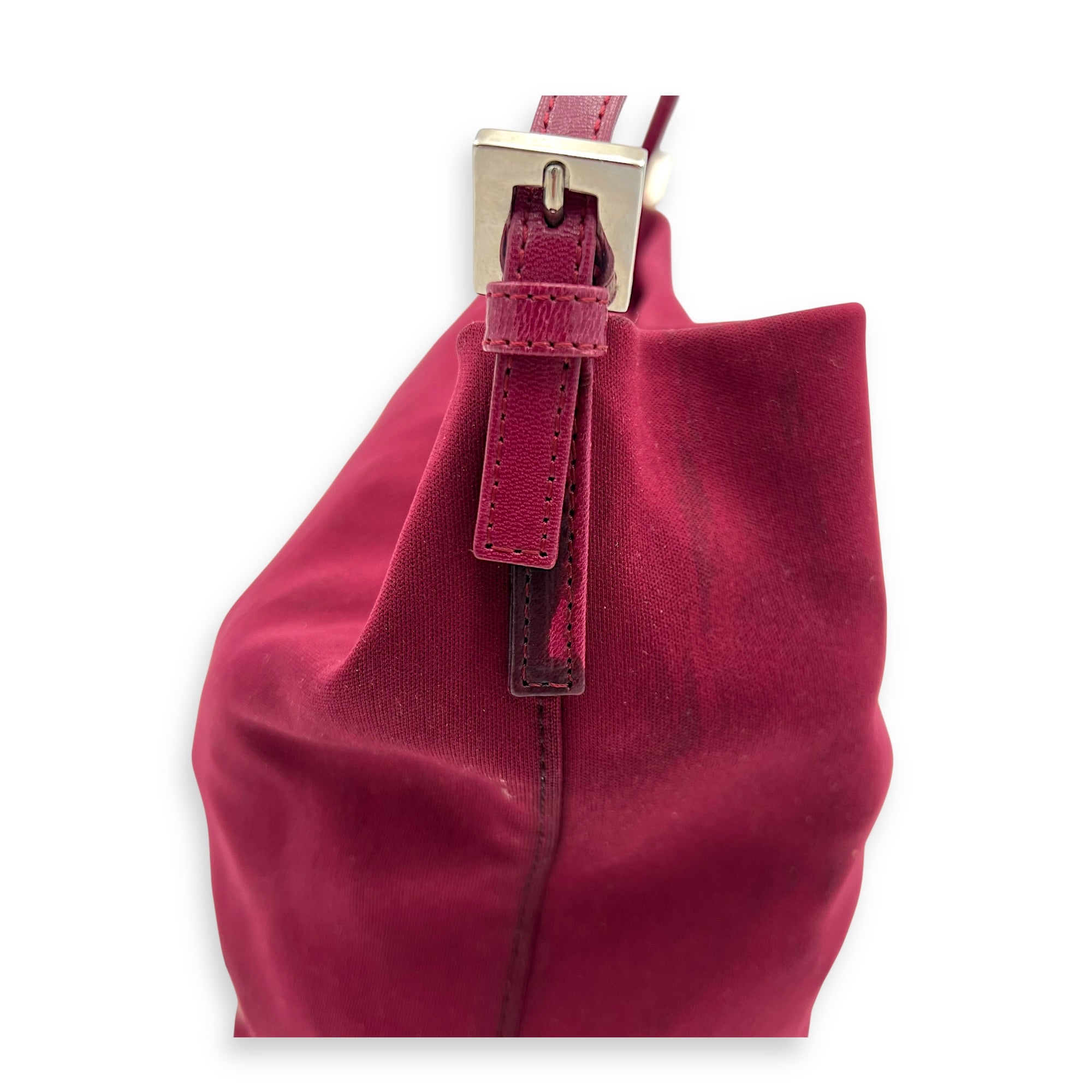 Baguette Shoulder Bag Red in Canvas, Silver hardware