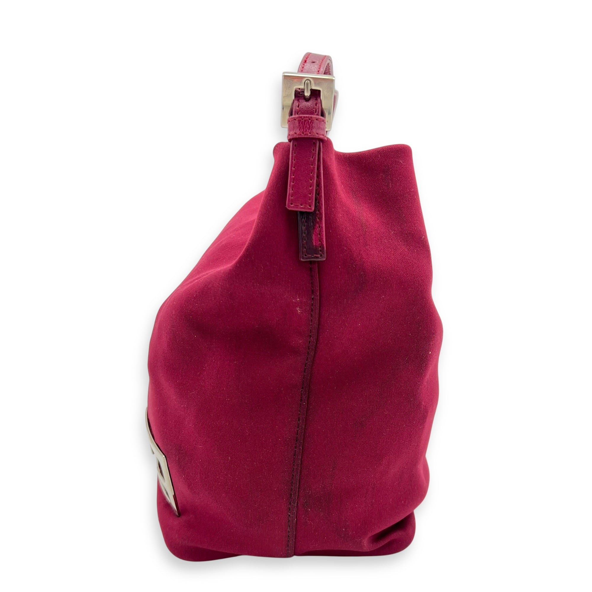 Baguette Shoulder Bag Red in Canvas, Silver hardware