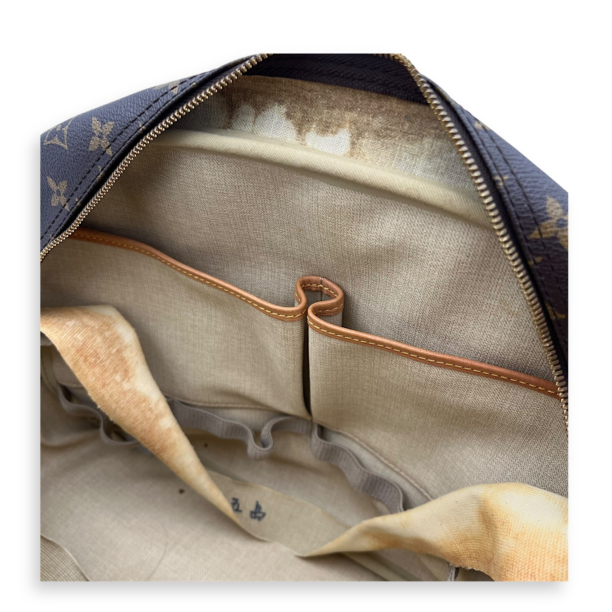 Deauville Top Handle Bag Brown in Monogram Coated Canvas, Gold hardware