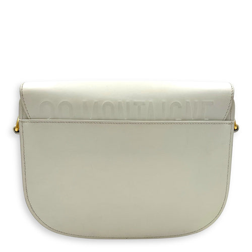 Bobby Medium White Crossbody Bag in Calfskin, Gold hardware