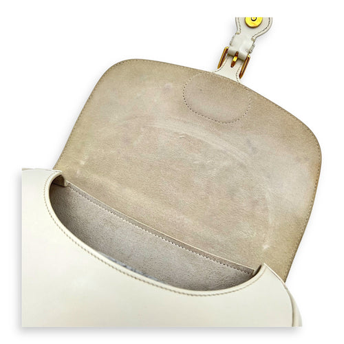 Bobby Medium White Crossbody Bag in Calfskin, Gold hardware