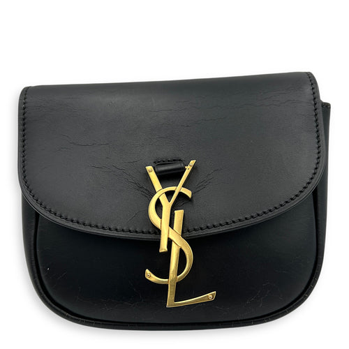 Kaia Crossbody Bag Black in Calfskin, Gold hardware