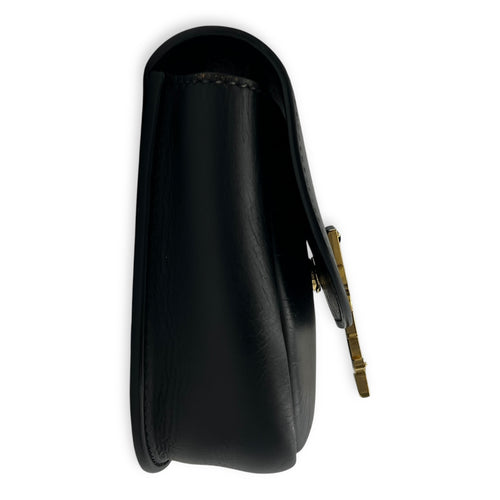 Kaia Crossbody Bag Black in Calfskin, Gold hardware