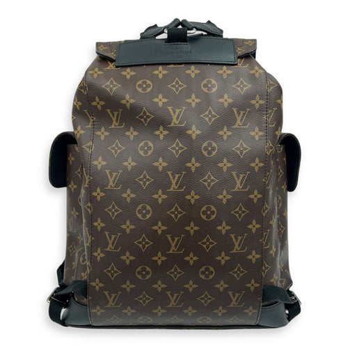 Christopher Backpack Brown in Monogram Coated Canvas, Silver hardware