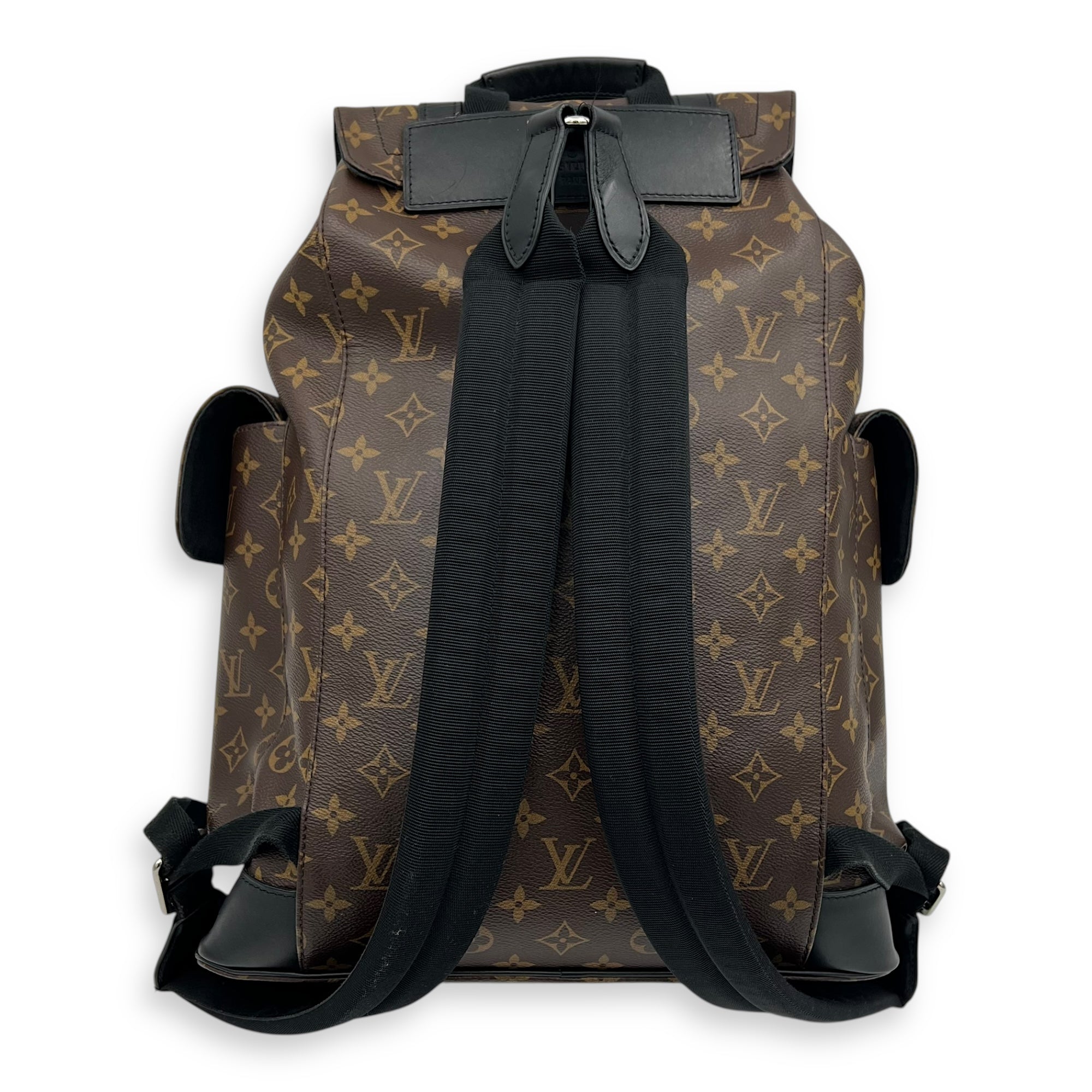 Christopher Backpack Brown in Monogram Coated Canvas, Silver hardware