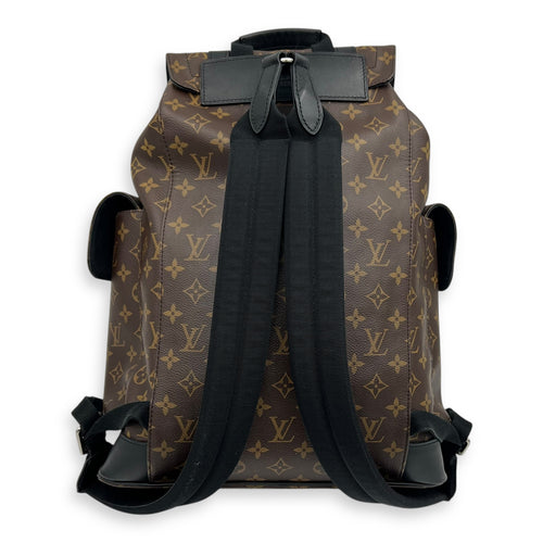 Christopher Backpack Brown in Monogram Coated Canvas, Silver hardware