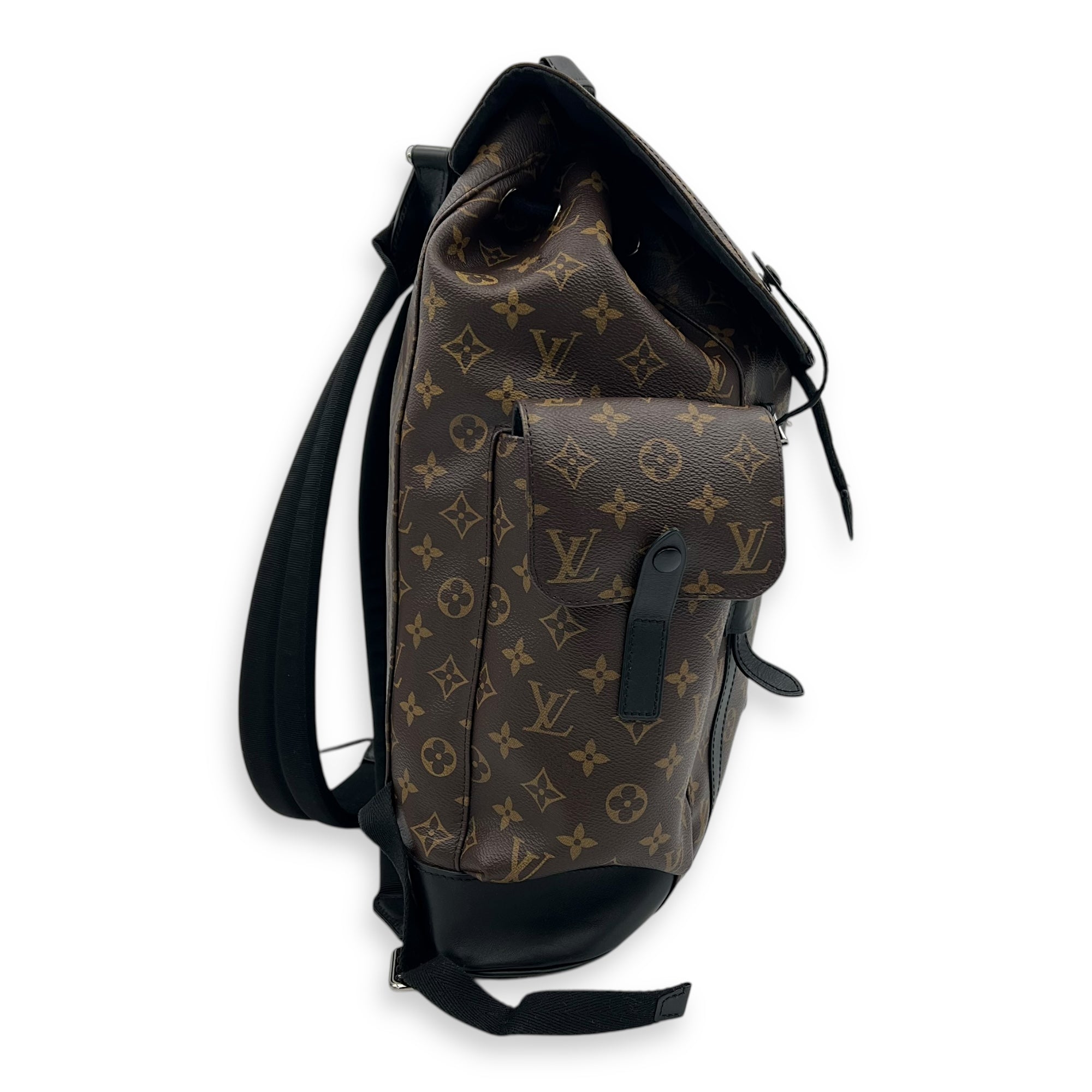 Christopher Backpack Brown in Monogram Coated Canvas, Silver hardware