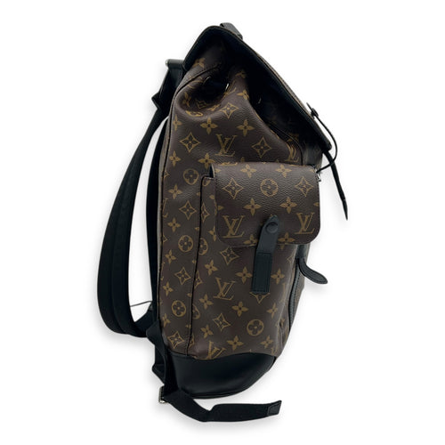Christopher Backpack Brown in Monogram Coated Canvas, Silver hardware