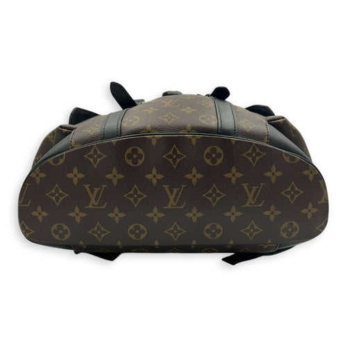 Christopher Backpack Brown in Monogram Coated Canvas, Silver hardware