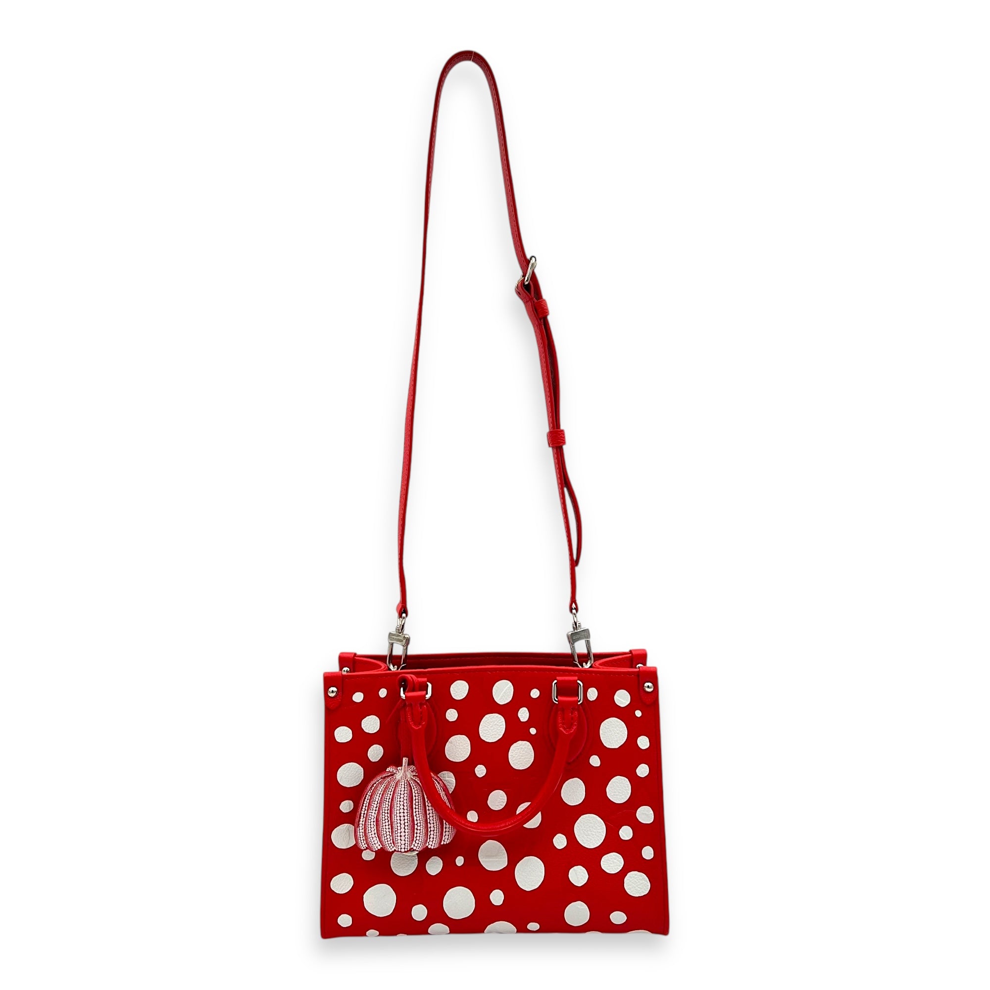 OnTheGo PM x Yayoi Kusama Top Handle Bag in Empreinte Leather, Silver hardware