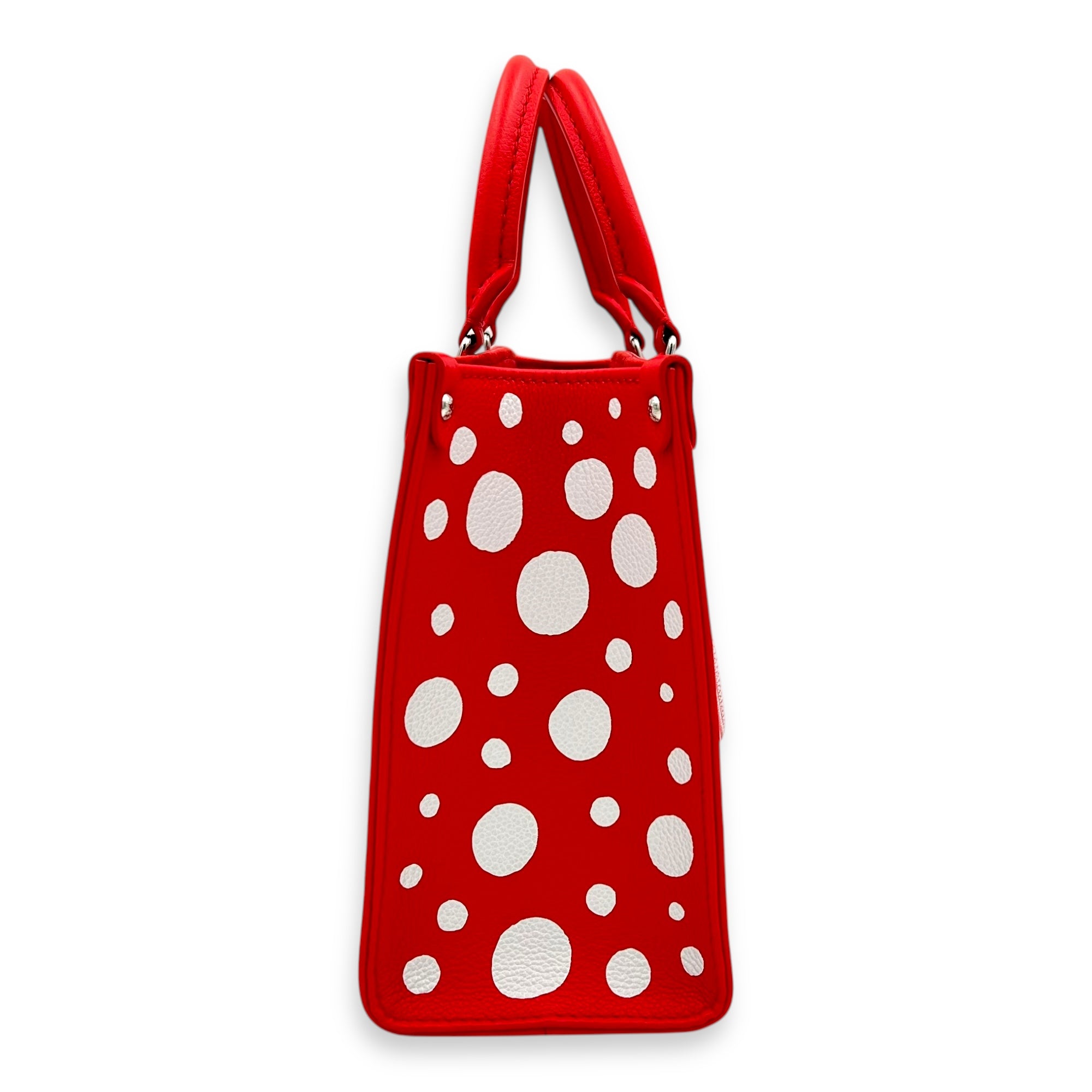 OnTheGo PM x Yayoi Kusama Top Handle Bag in Empreinte Leather, Silver hardware