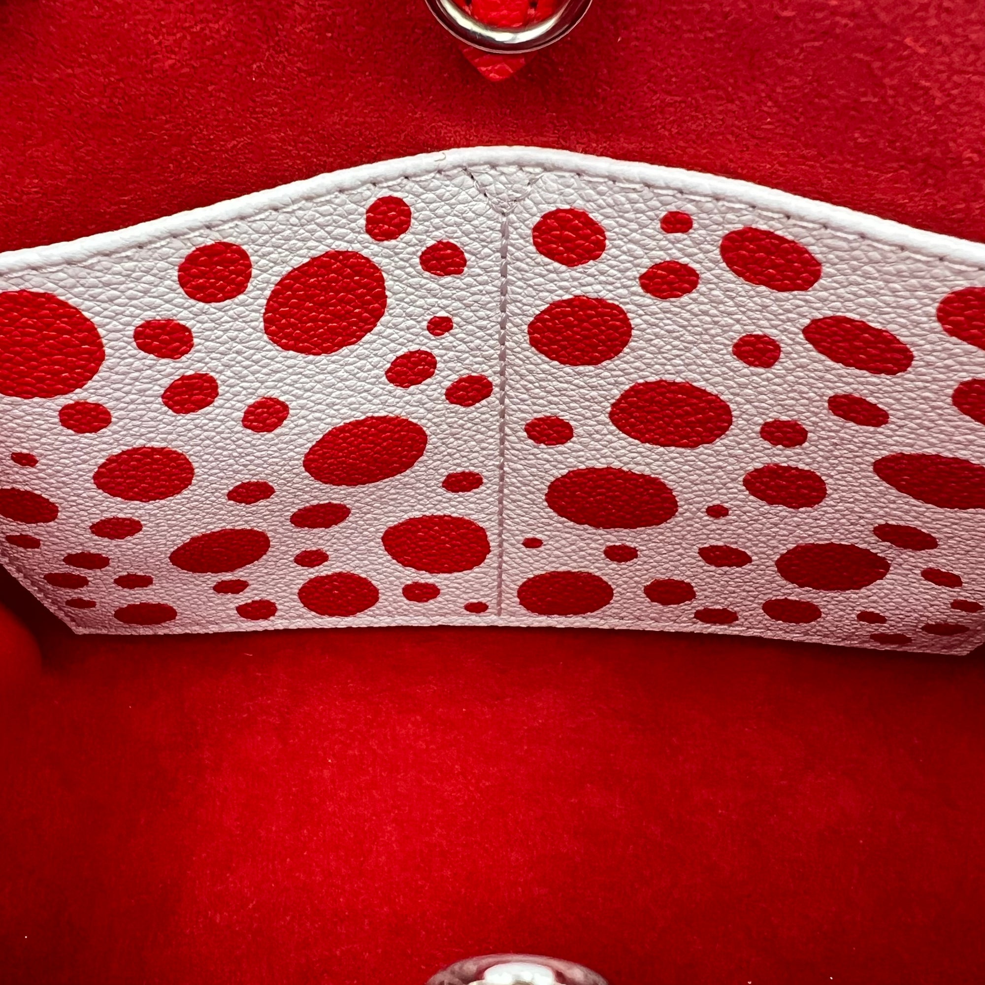OnTheGo PM x Yayoi Kusama Top Handle Bag in Empreinte Leather, Silver hardware