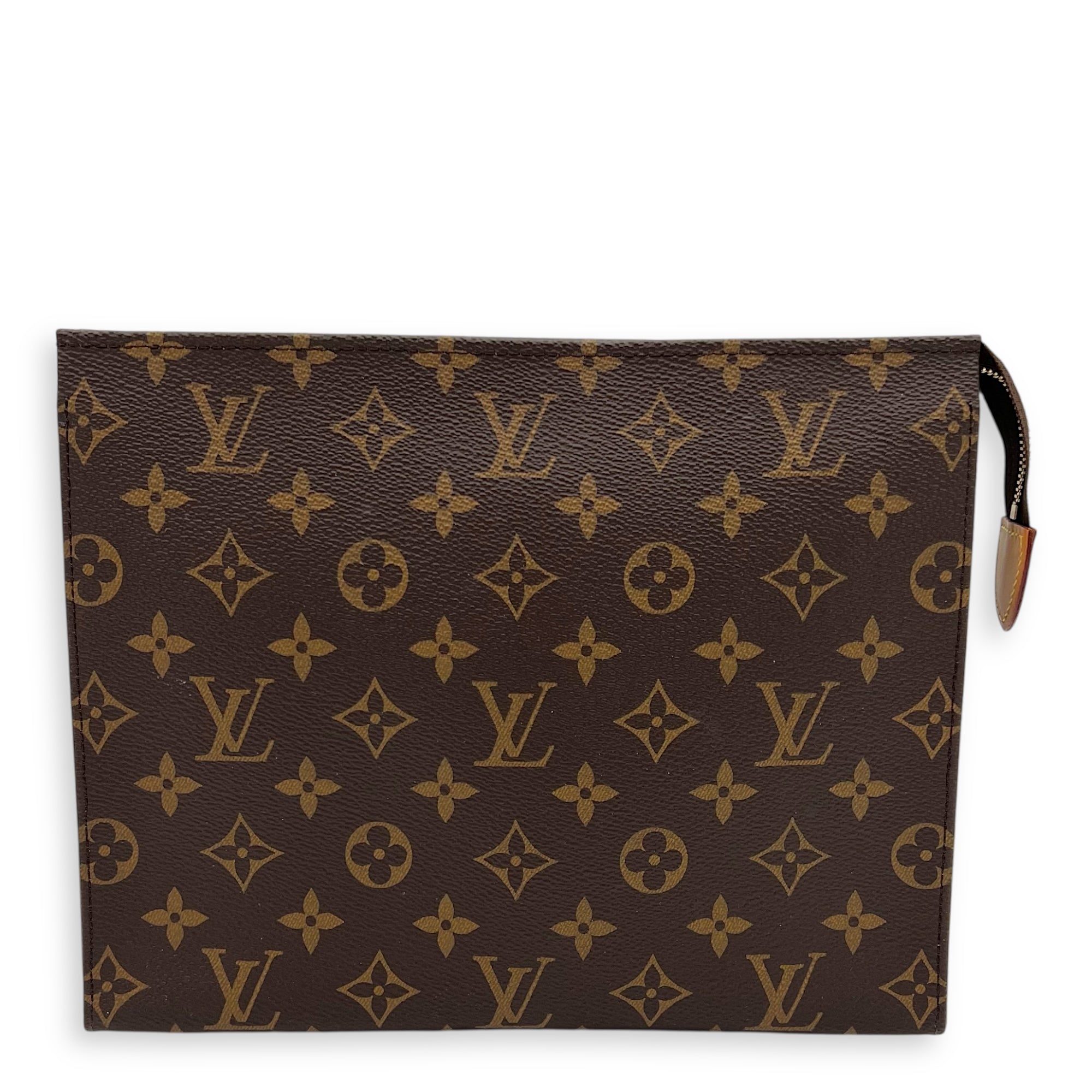 Pochette Pouch Brown in Monogram Coated Canvas, Gold hardware