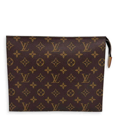 Pochette Pouch Brown in Monogram Coated Canvas, Gold hardware