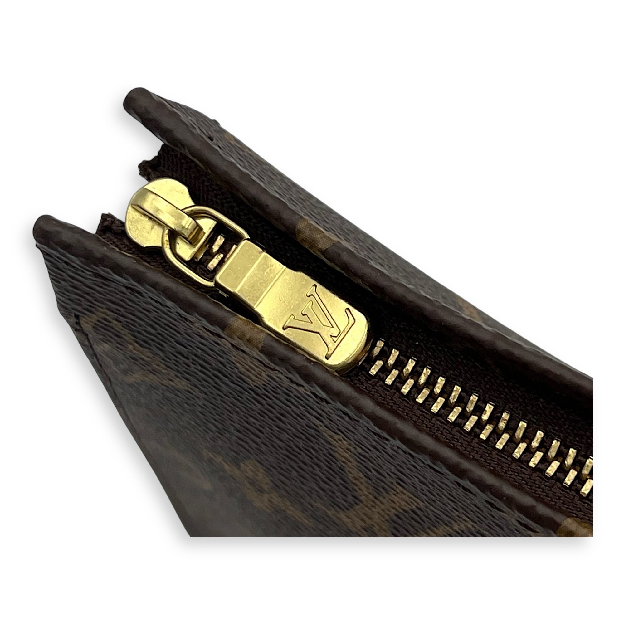 Pochette Pouch Brown in Monogram Coated Canvas, Gold hardware