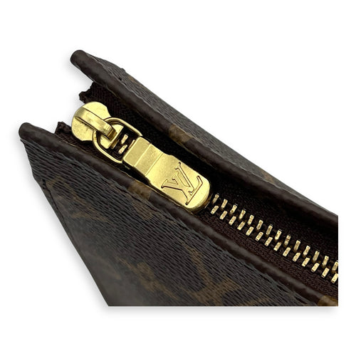 Pochette Pouch Brown in Monogram Coated Canvas, Gold hardware