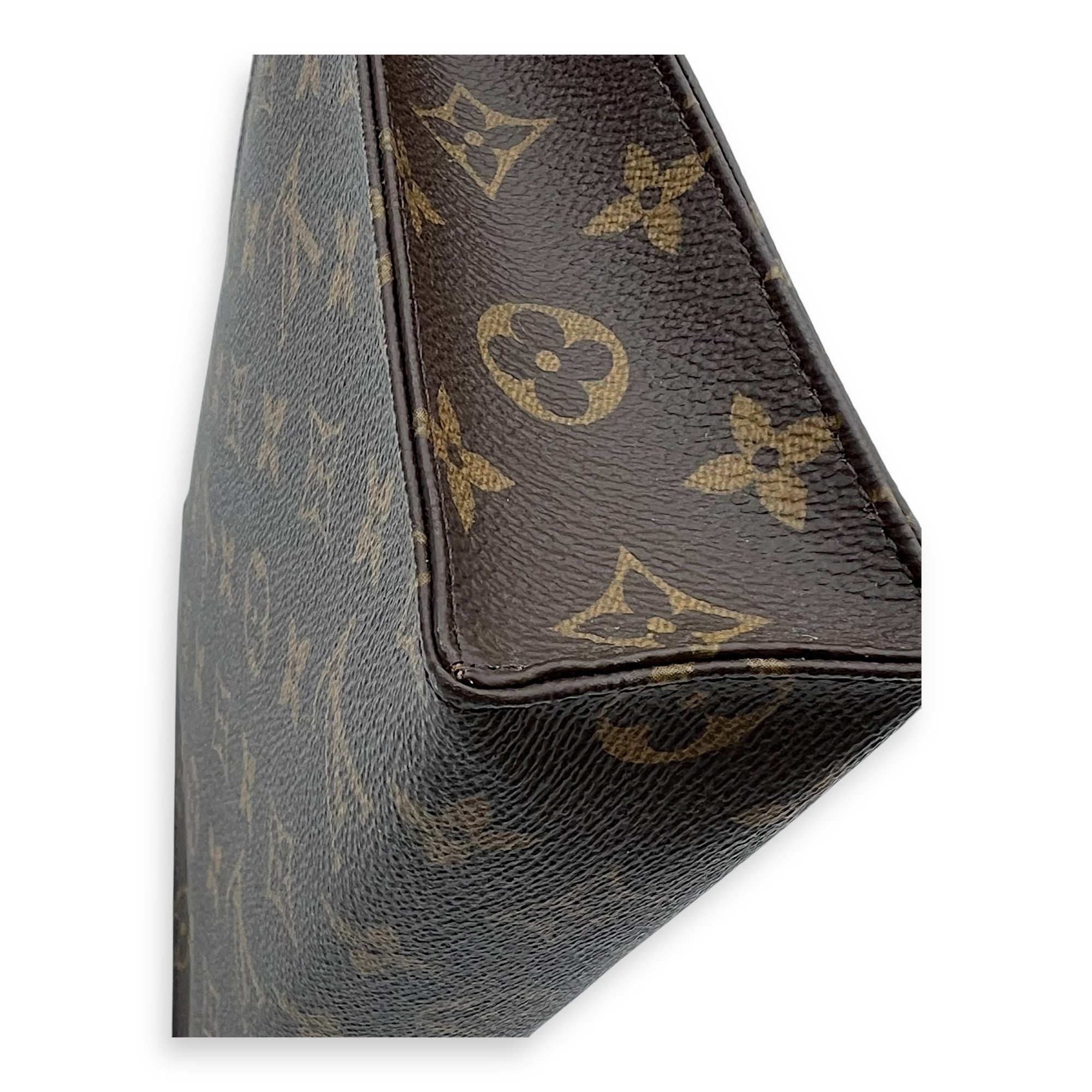 Pochette Pouch Brown in Monogram Coated Canvas, Gold hardware