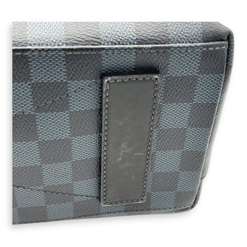 North South Tote Damier Top Handle Bag Blue in Coated Canvas, black hardware