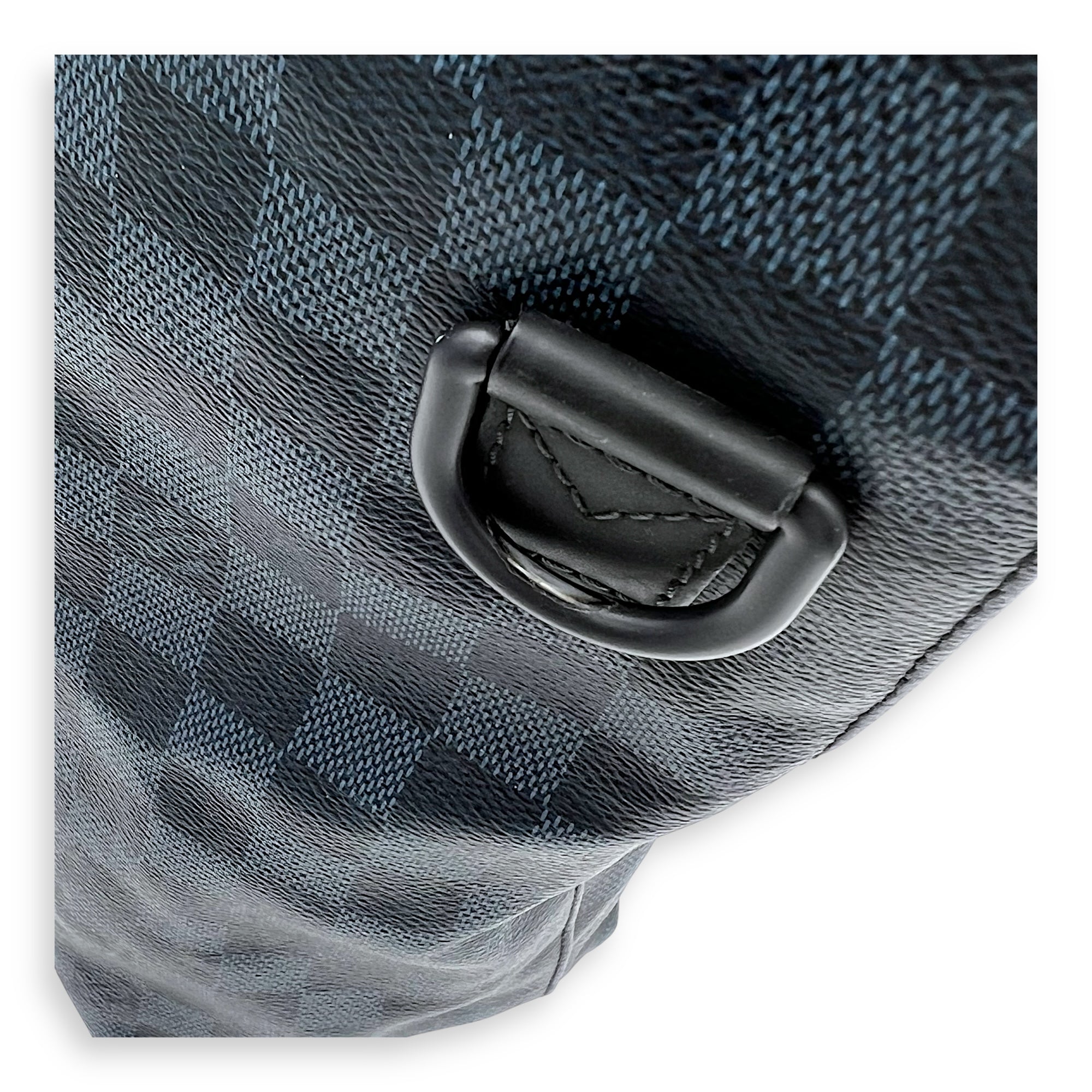 North South Tote Damier Top Handle Bag Blue in Coated Canvas, black hardware