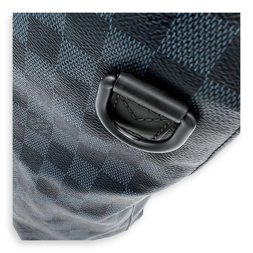 North South Tote Damier Top Handle Bag Blue in Coated Canvas, black hardware