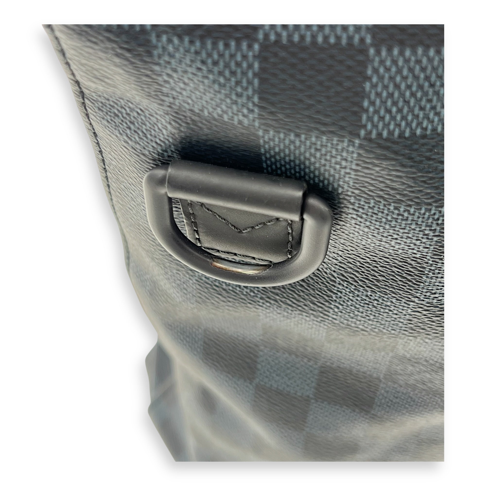 North South Tote Damier Top Handle Bag Blue in Coated Canvas, black hardware