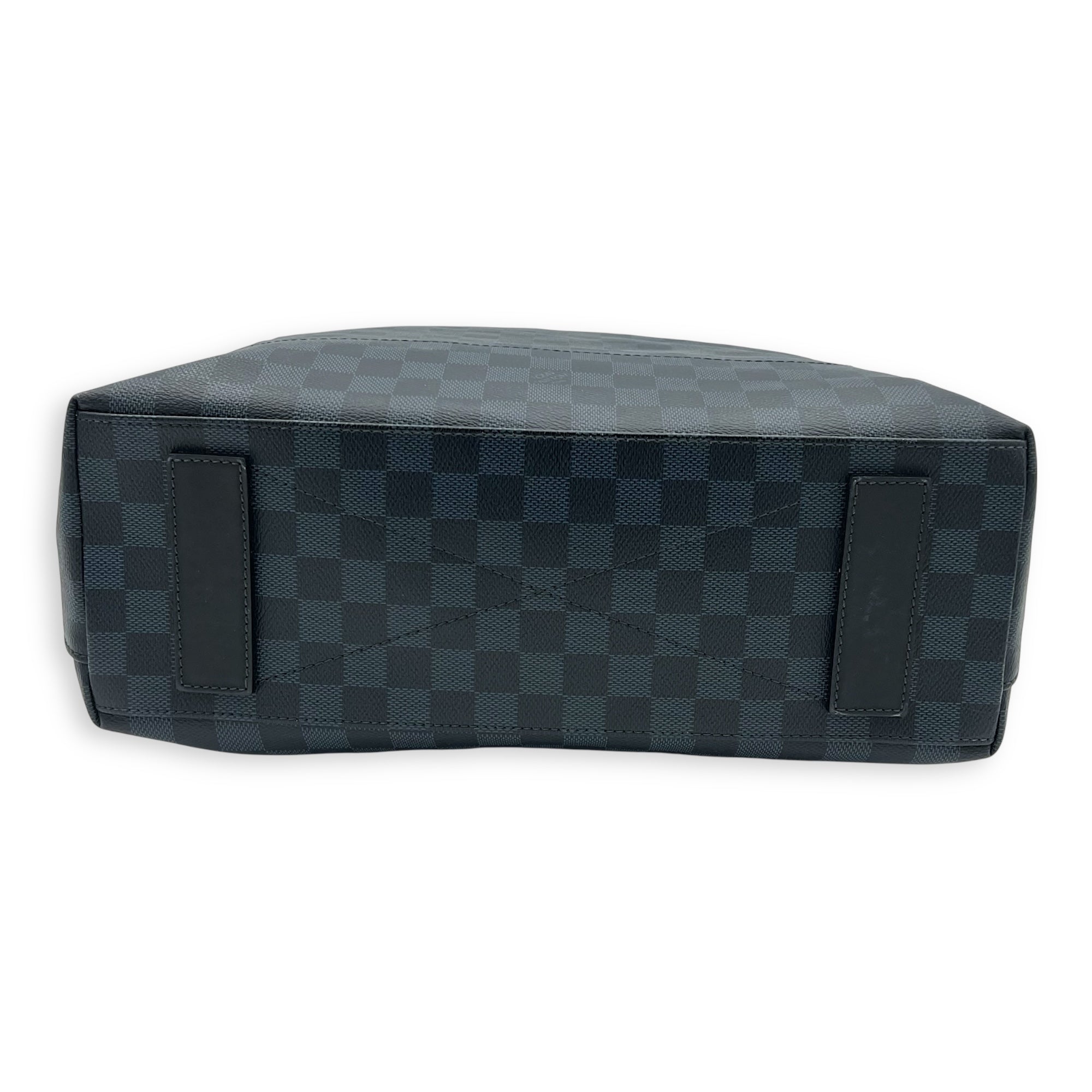 North South Tote Damier Top Handle Bag Blue in Coated Canvas, black hardware