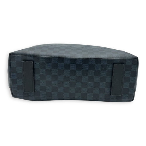 North South Tote Damier Top Handle Bag Blue in Coated Canvas, black hardware