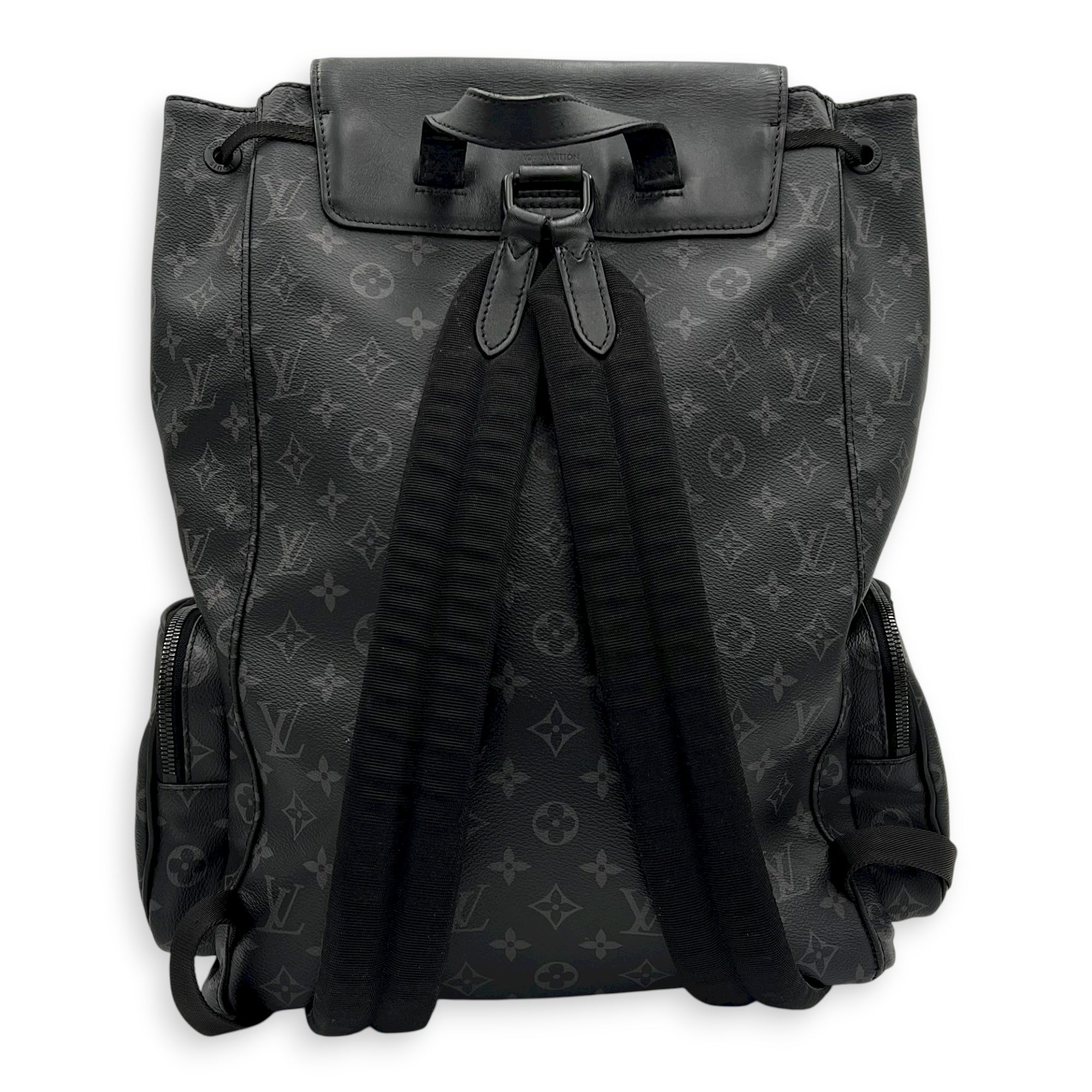 Trio Backpack Black in Coated Canvas, black hardware