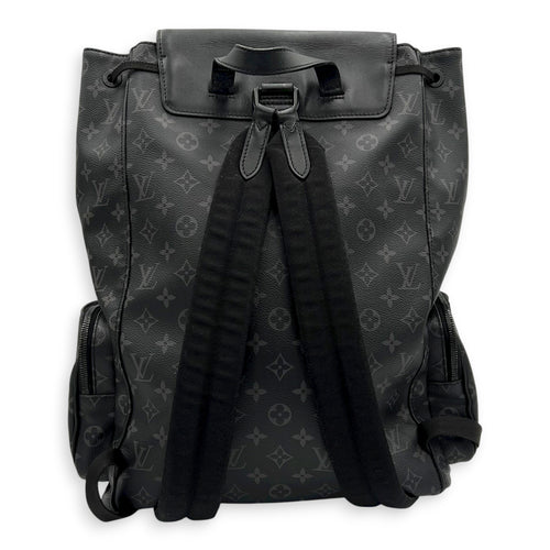 Trio Backpack Black in Coated Canvas, black hardware
