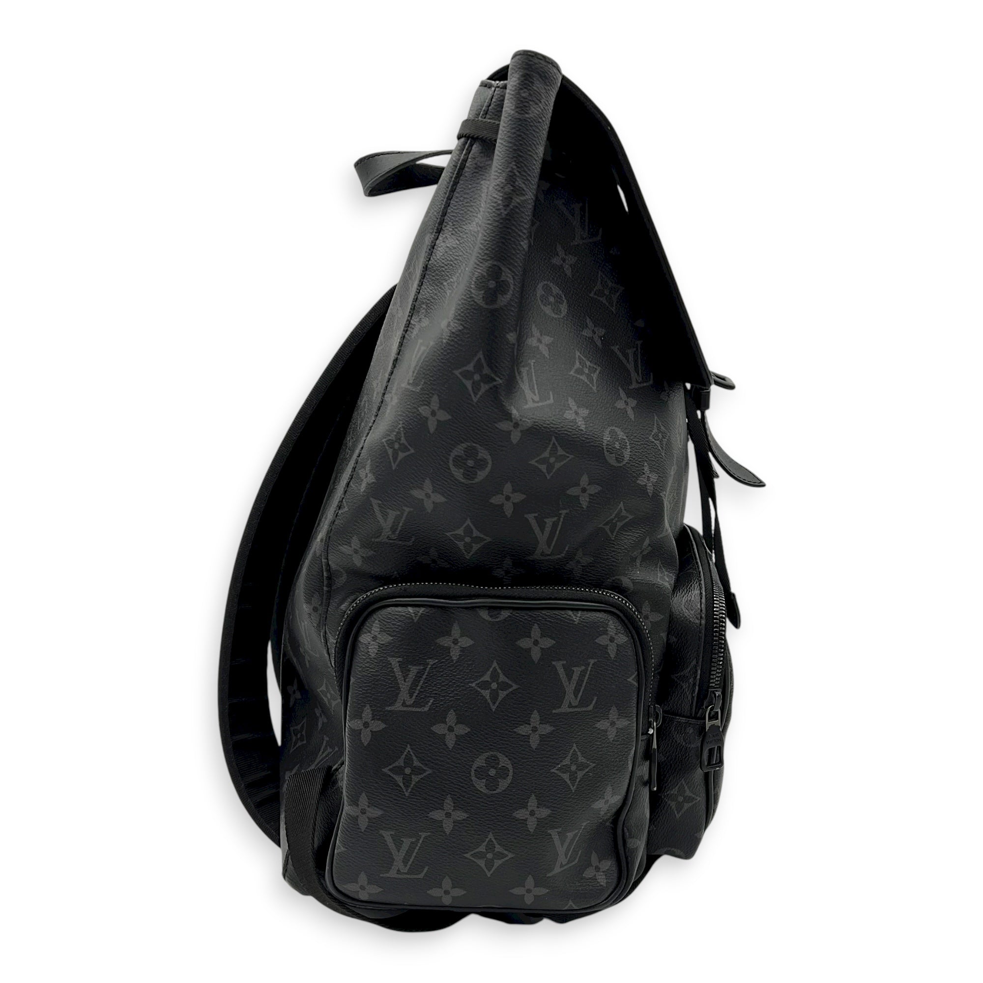 Trio Backpack Black in Coated Canvas, black hardware