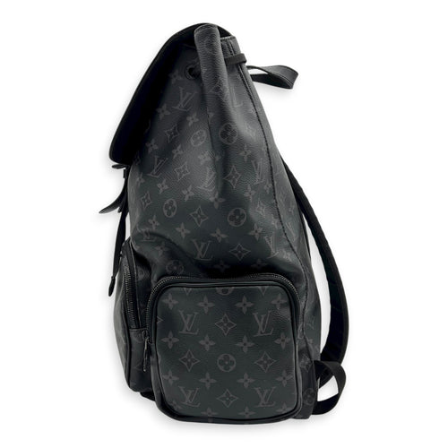 Trio Backpack Black in Coated Canvas, black hardware