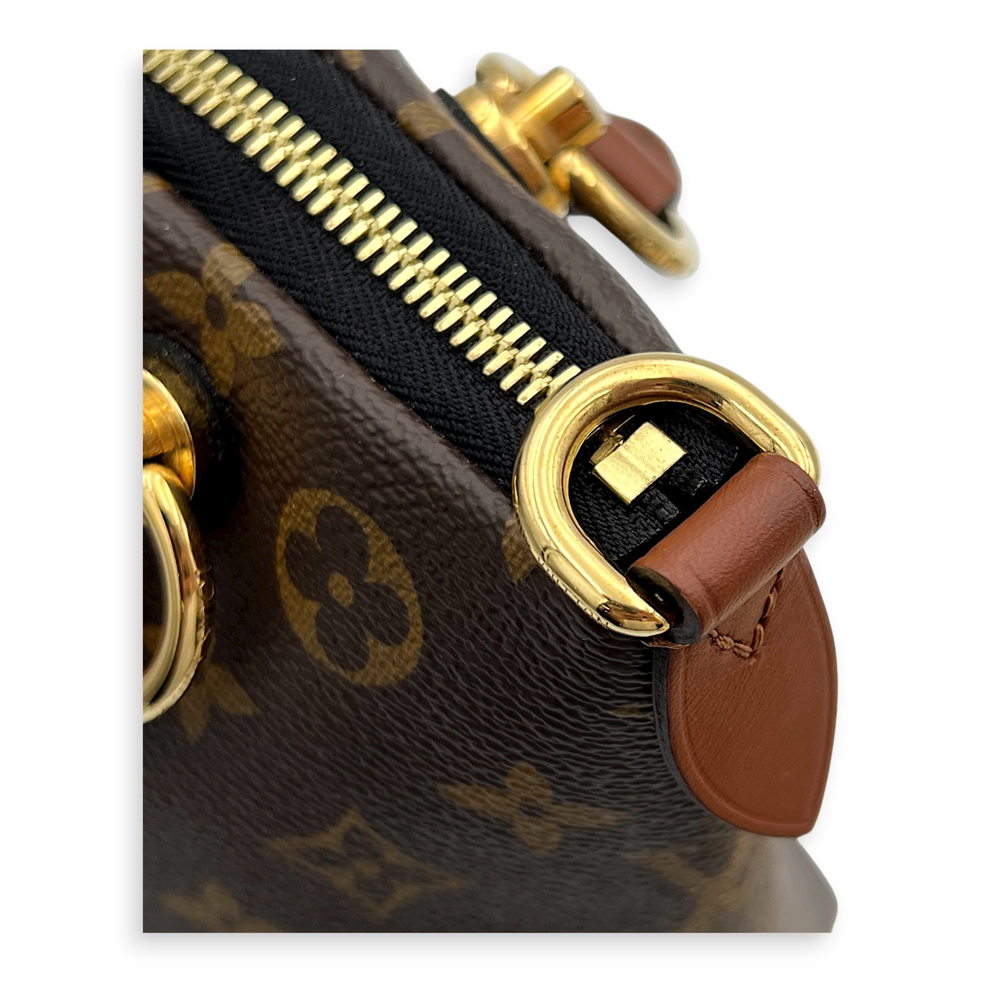 V tote bag Top Handle Bag Black in Monogram Coated Canvas, Gold hardware