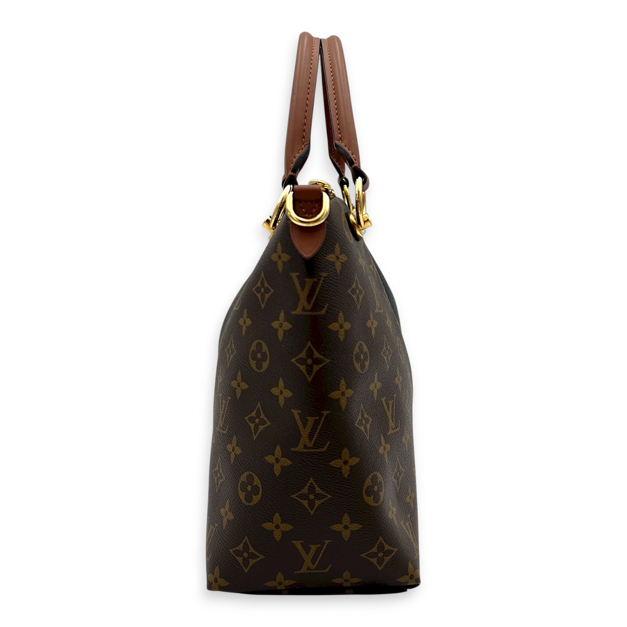 V tote bag Top Handle Bag Black in Monogram Coated Canvas, Gold hardware