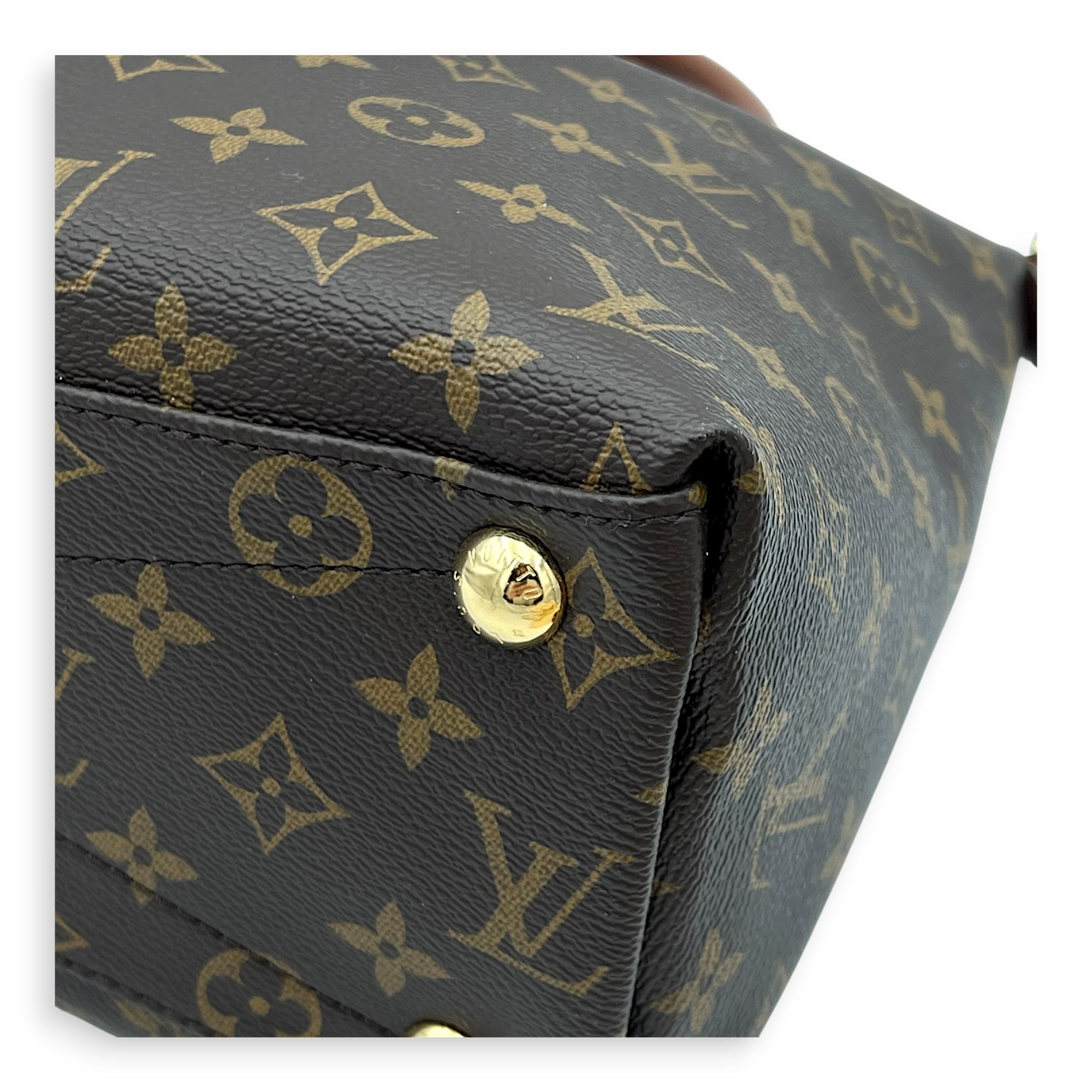 V tote bag Top Handle Bag Black in Monogram Coated Canvas, Gold hardware