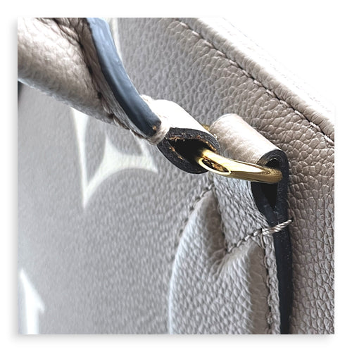 OnTheGo Top Handle Bag MM Beige in Empreinte Leather, Gold hardware