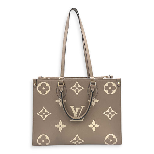 OnTheGo Top Handle Bag MM Beige in Empreinte Leather, Gold hardware