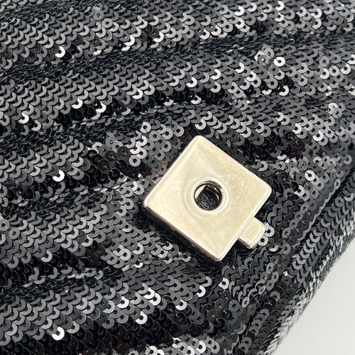 GG Marmont Shoulder Bag Black in Sequins, Silver hardware