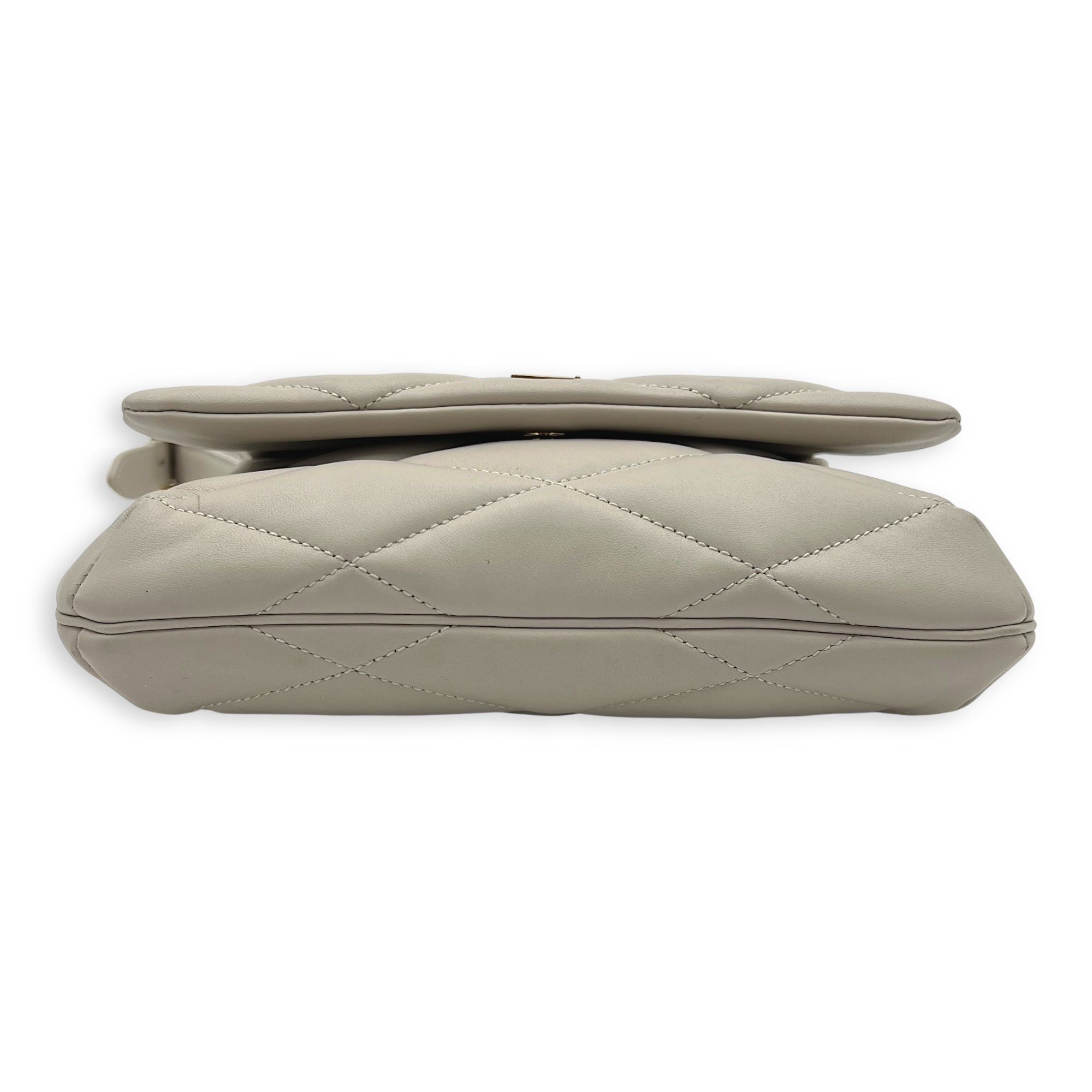 Le 5 A 7 Shoulder Bag White in Calfskin, Gold hardware