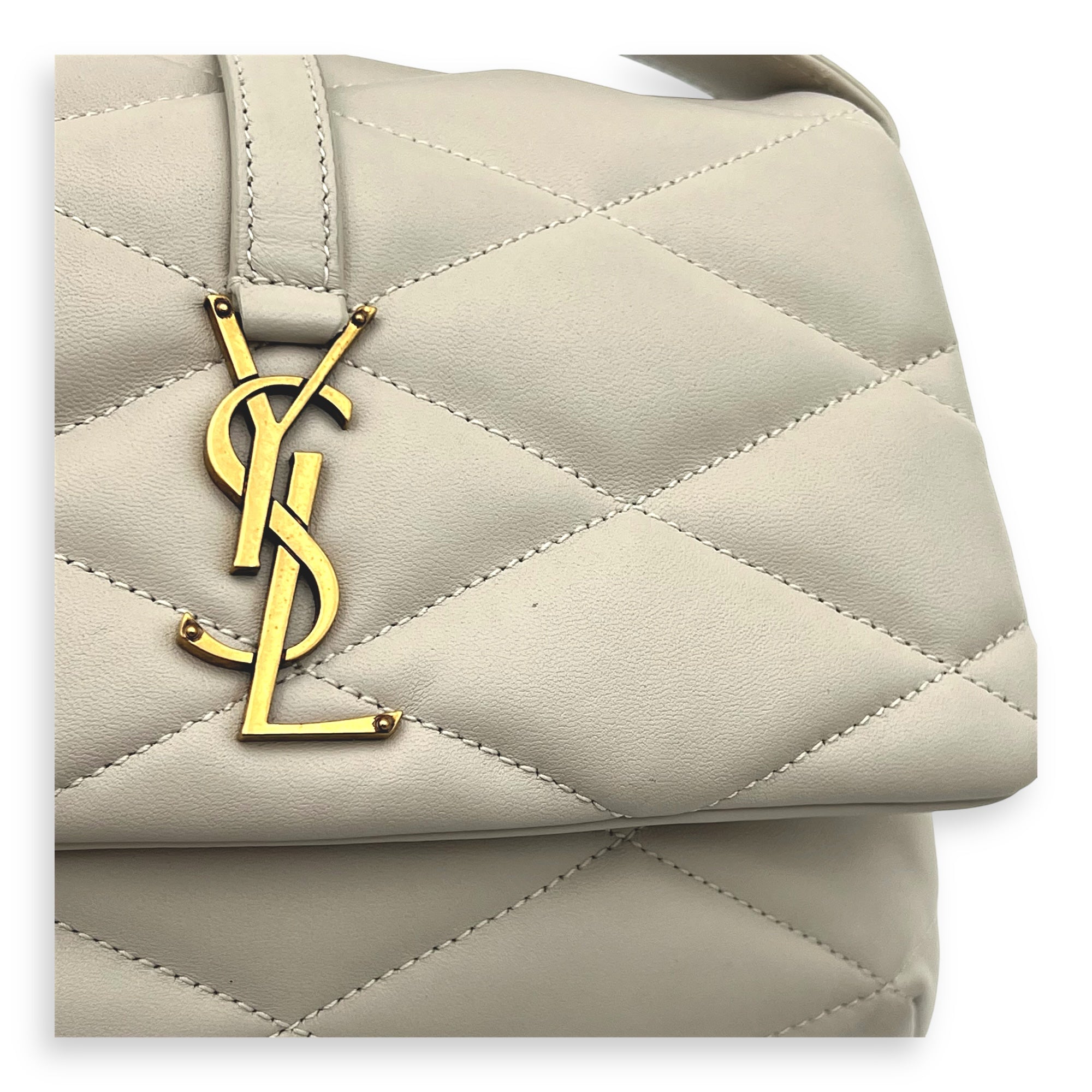 Le 5 A 7 Shoulder Bag White in Calfskin, Gold hardware