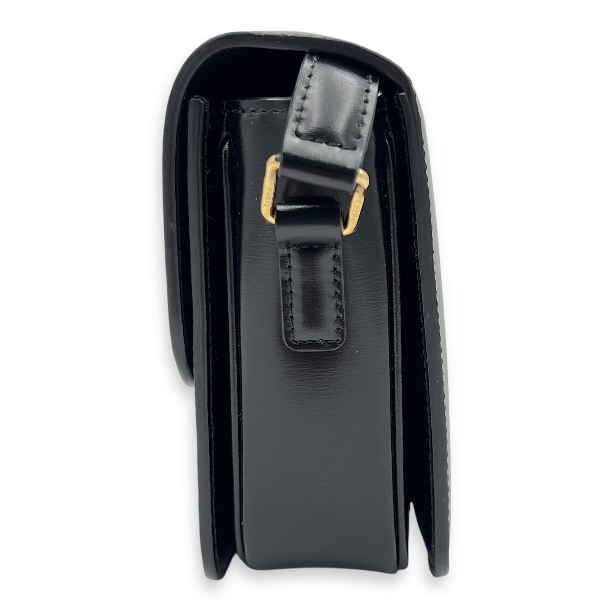Triomphe Shoulder Bag Black in Calfskin, Gold hardware