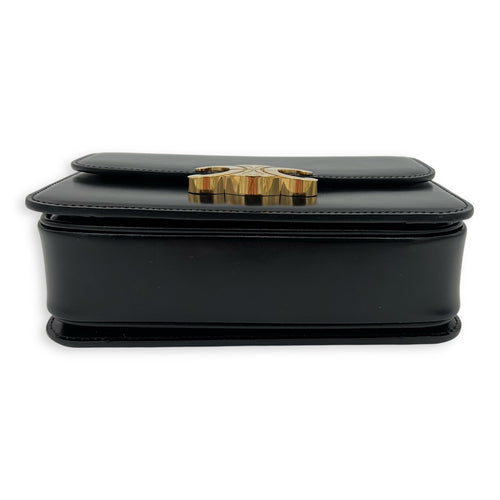 Triomphe Shoulder Bag Black in Calfskin, Gold hardware