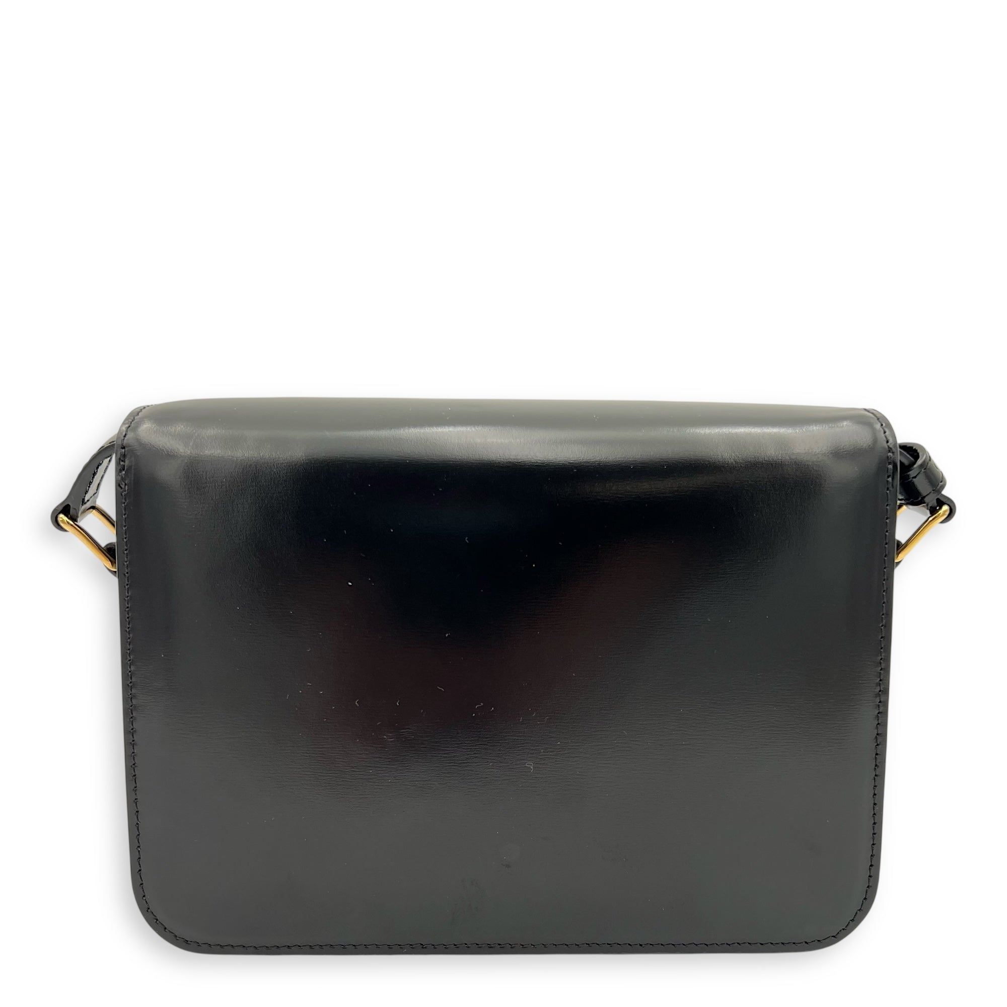 Triomphe Shoulder Bag Black in Calfskin, Gold hardware