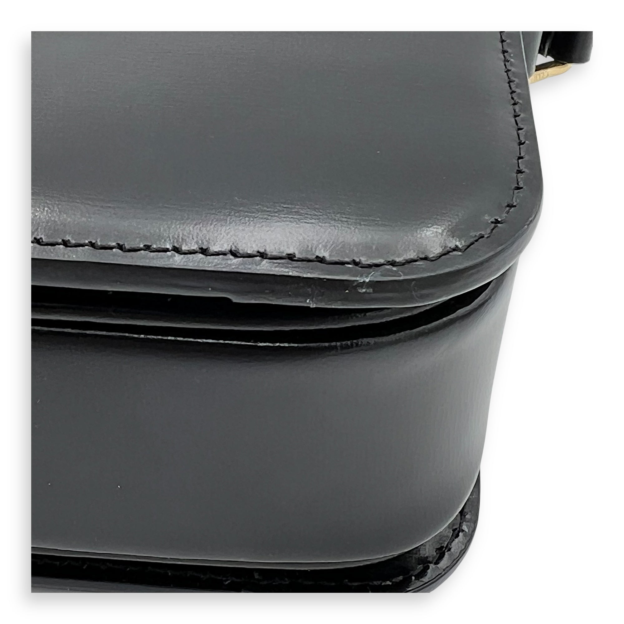 Triomphe Shoulder Bag Black in Calfskin, Gold hardware