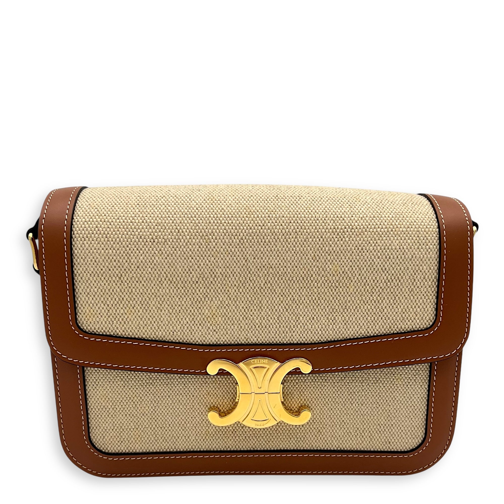 Triomphe Shoulder Bag Brown in Others, Gold hardware