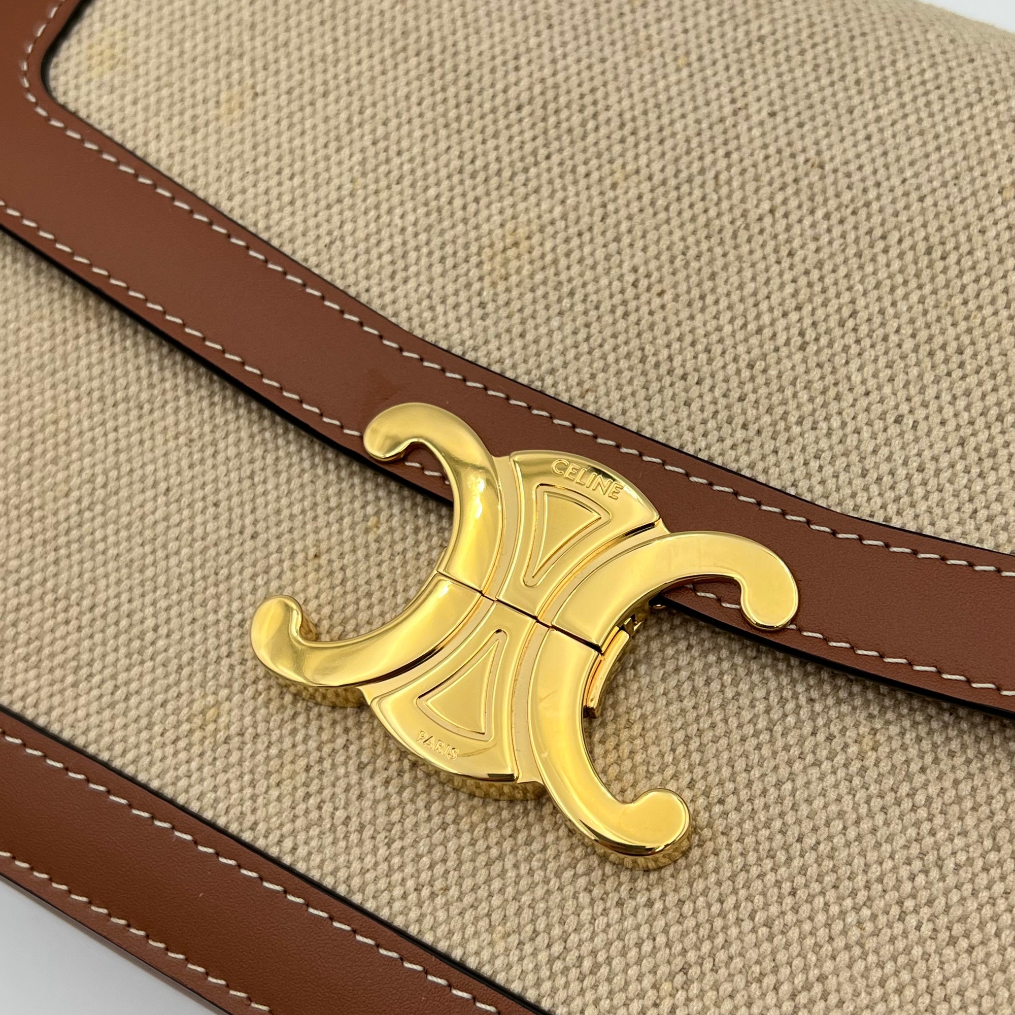 Triomphe Shoulder Bag Brown in Others, Gold hardware
