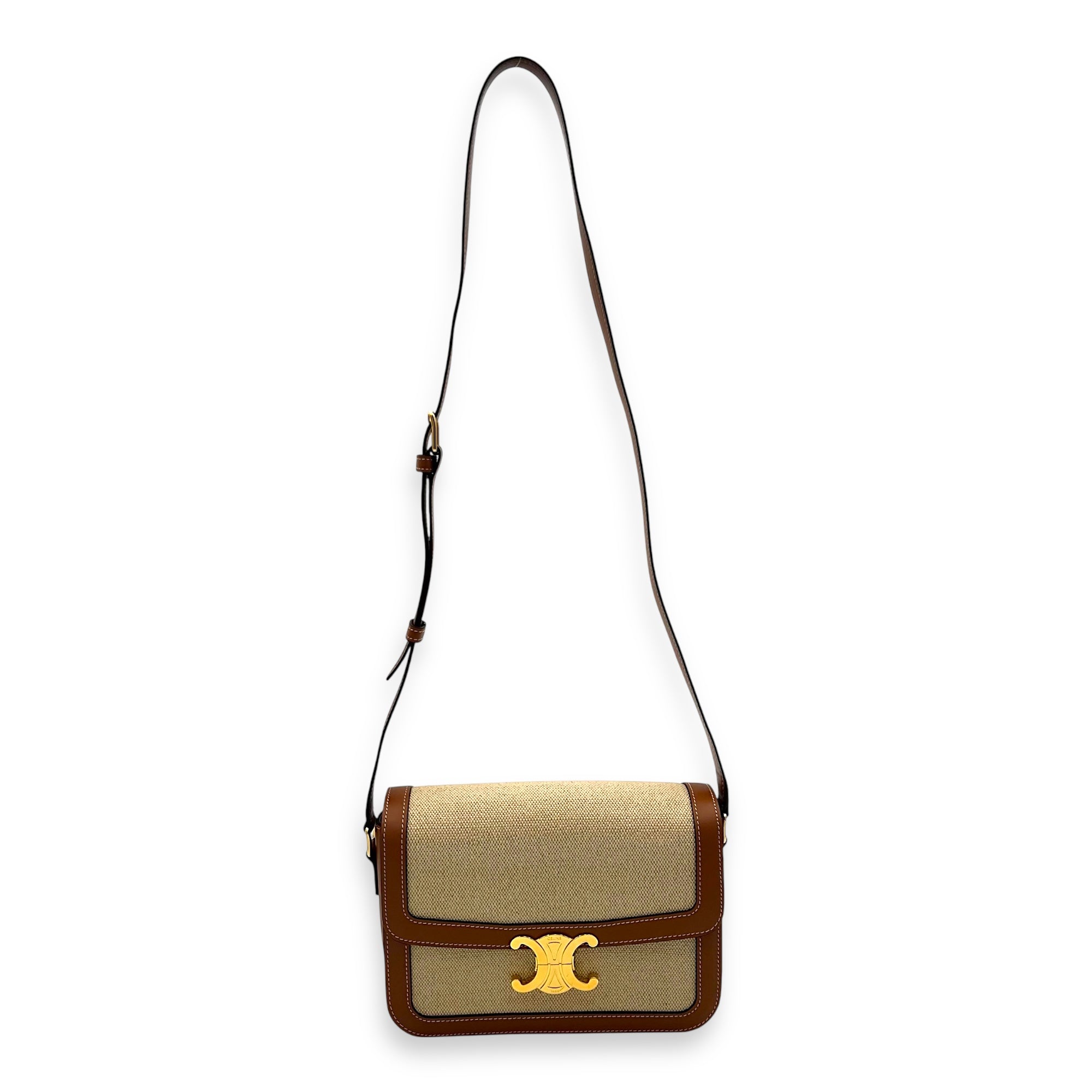 Triomphe Shoulder Bag Brown in Others, Gold hardware